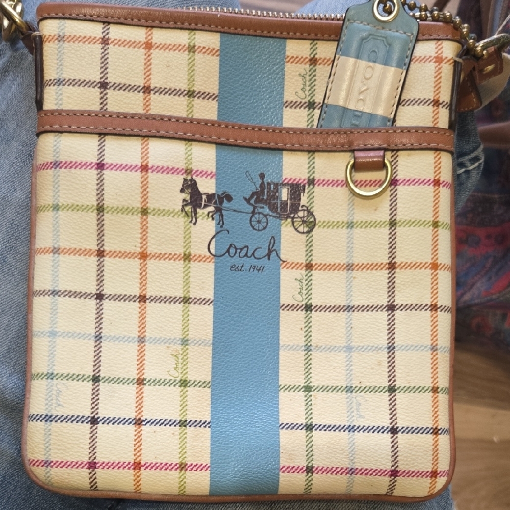Coach Multicolor Plaid Crossbody Bag